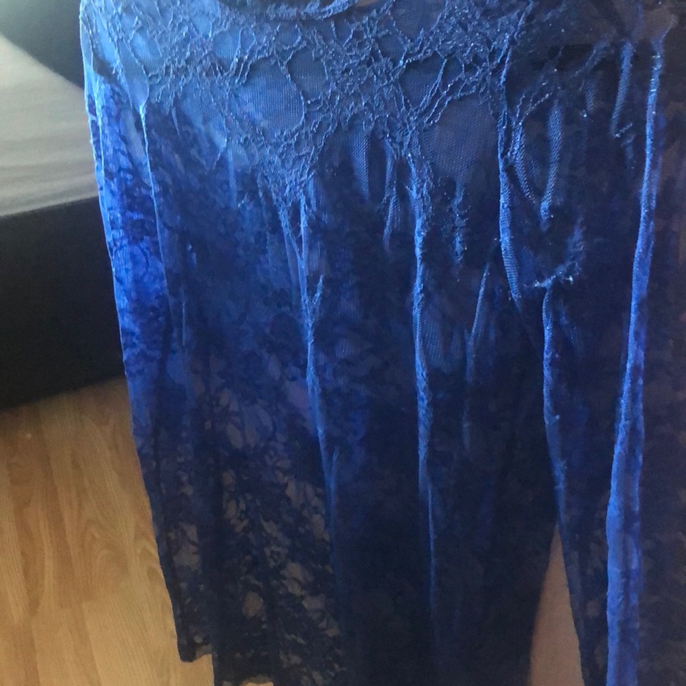 Lace long sleeve blue shirt see through was 50$